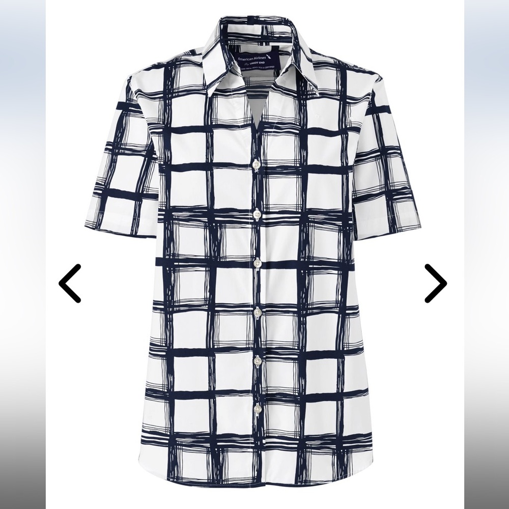 American Airlines Women's Short Sleeve Crosshatch Blouse